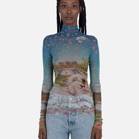 Casablanca L'Amour En Fleur Mesh Top - Picture 7 of 9